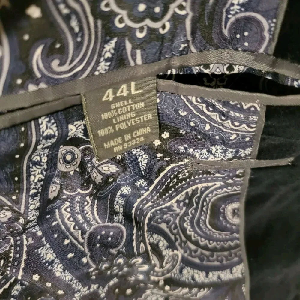 Madison Modern Fit Mens Size 44L Blue Velour Velvet Blazer Formal Prom Vamp‎